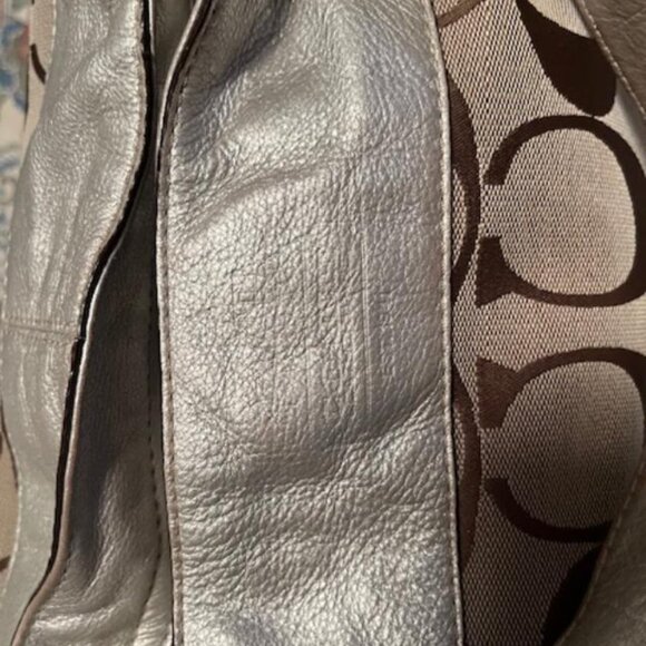 Coach Signature Jacquard Hobo in Brown and Silver - Picture 6 of 11
